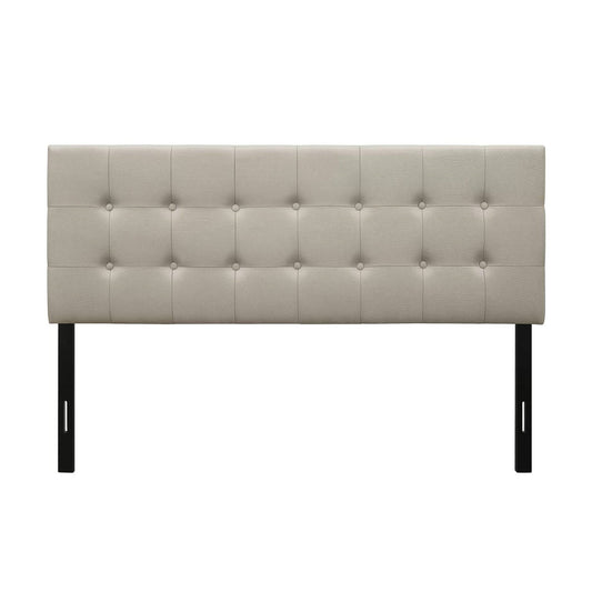 Twin Button-Tufted Headboard in Light Grey Taupe Beige Upholstered Fabric-0