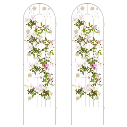 Set of 2- 6-ft Galvanized Steel Outdoor Garden Trellis in White Metal Finish-0
