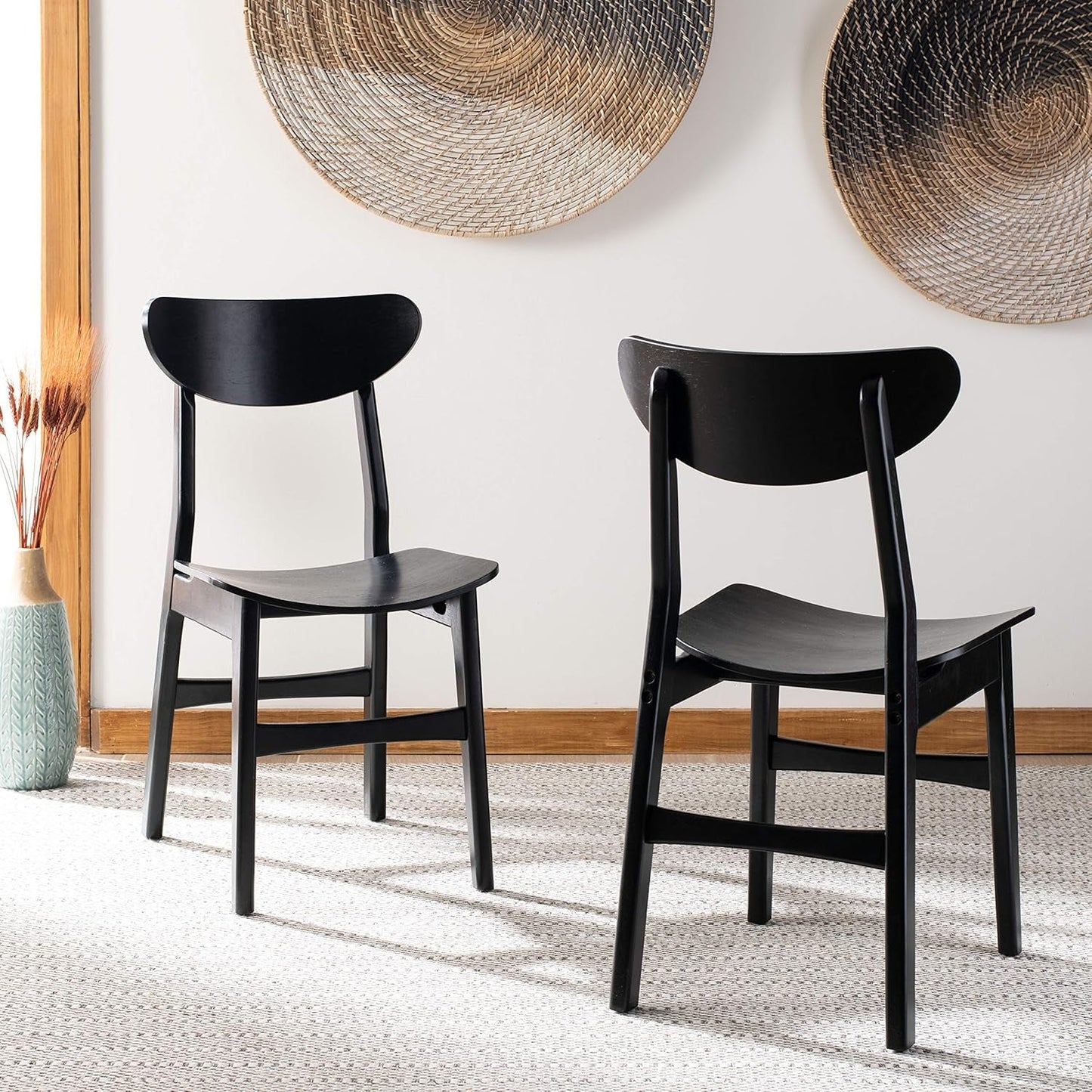 Home Lucca Retro Black Dining Chair, Wood, Set of 2-0