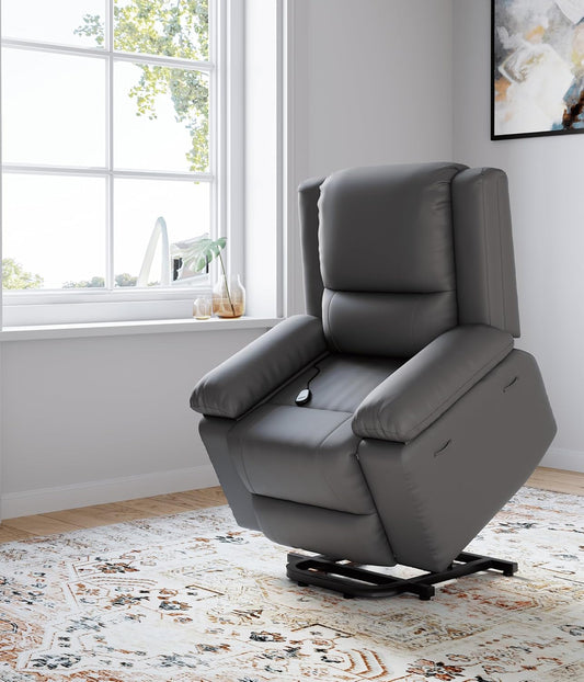 Oversized Power Lift Recliner Massage Heat Elderly Gray-0