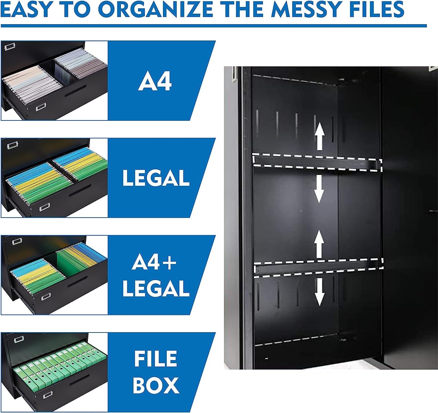 Lockable 4-Drawer Lateral File Cabinet for Office/Home-4