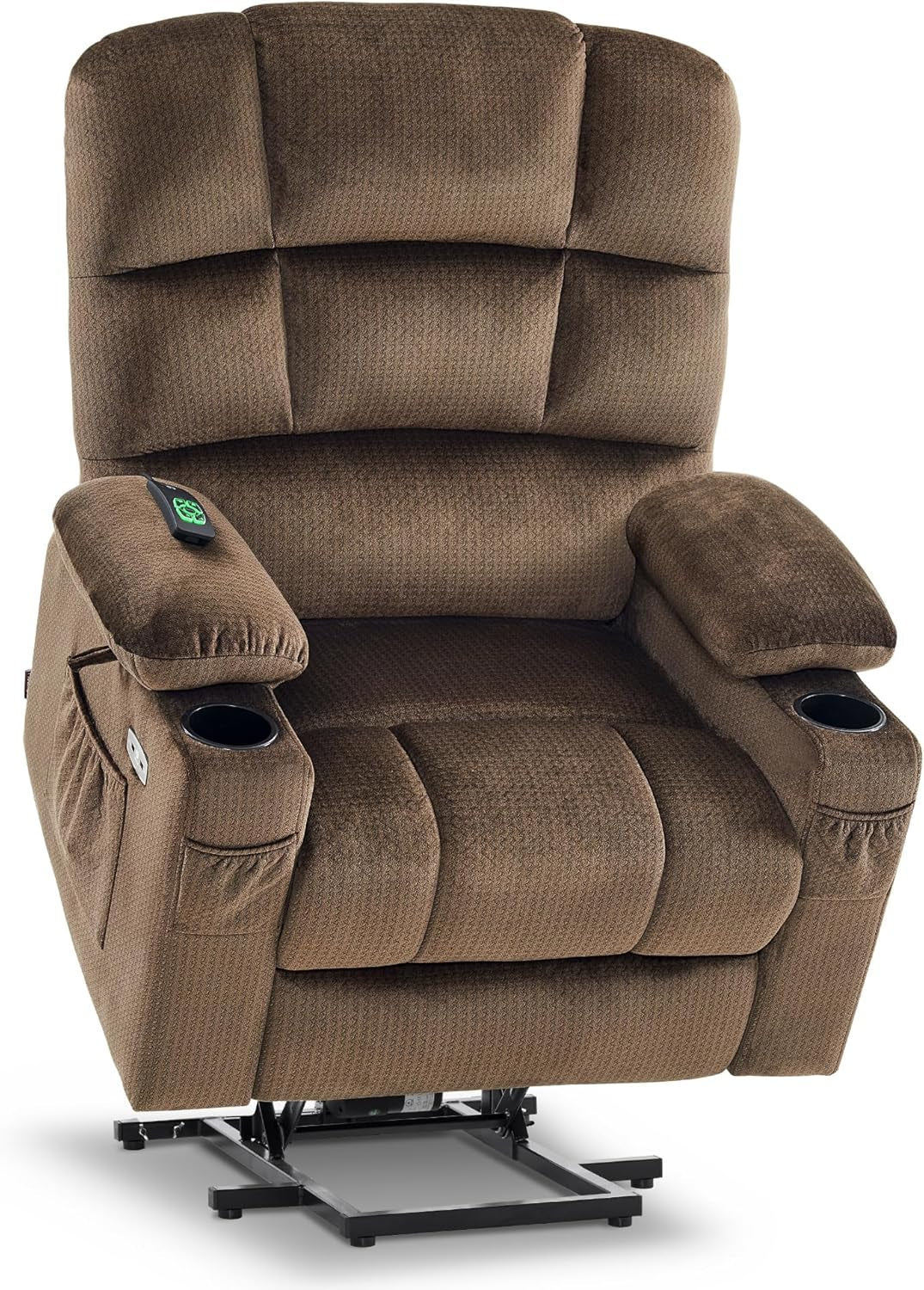 Dual Motor Lift Recliner Massage Heat Elderly Brown-0