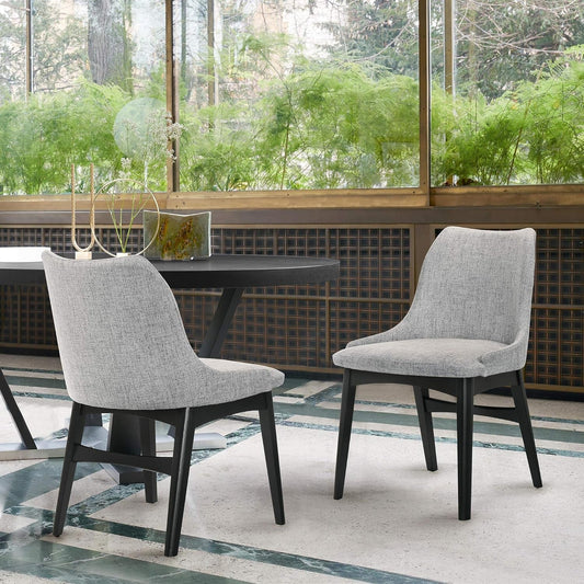 Azalea Fabric Wood Dining Side Chairs-Set of 2, 19" SH, Gray/Black-0