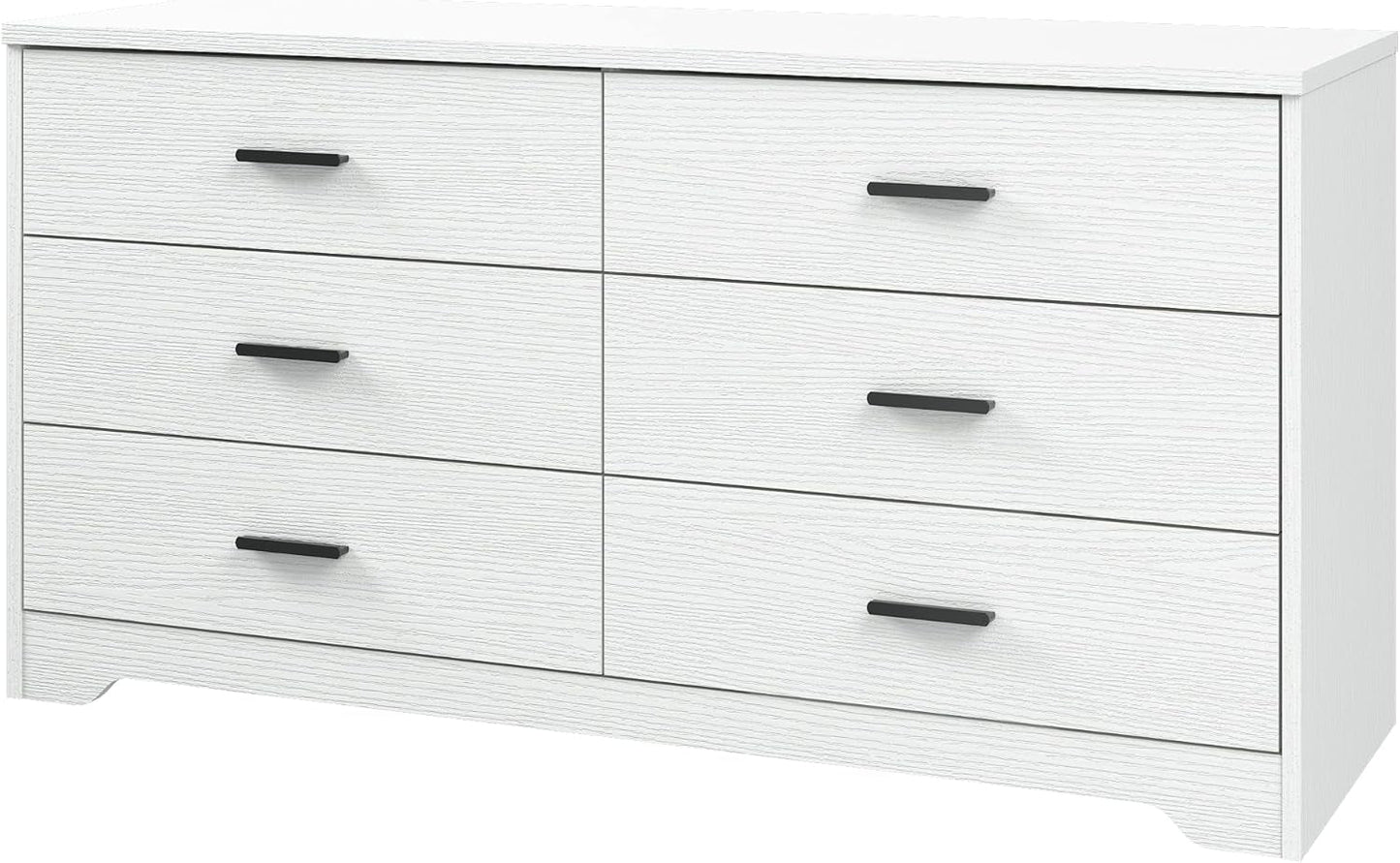 Dresser for Bedroom with 5/6 Drawers, Wooden Chest of Drawers, Storage Organizer Unit Dressers for Bedroom, Living Room, Hallway, Nursery (White, 6 Drawer)-0