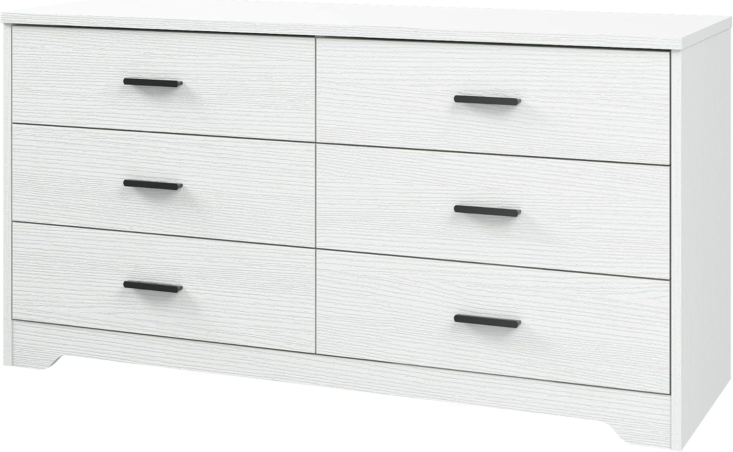 Dresser for Bedroom with 5/6 Drawers, Wooden Chest of Drawers, Storage Organizer Unit Dressers for Bedroom, Living Room, Hallway, Nursery (White, 6 Drawer)-0
