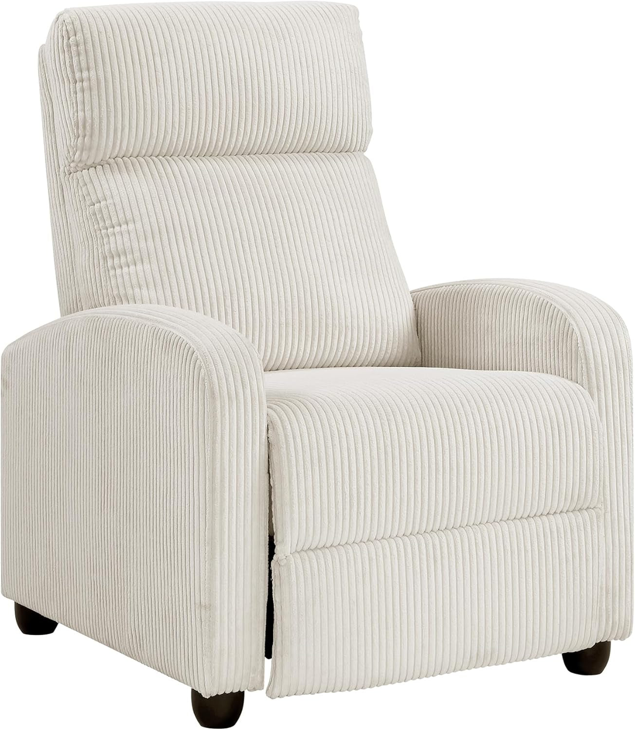 Pushback Recliner Chair Armchair Push Back Recliner, Corduroy Chair with Solid Wood Frame and Metal Seat Base, Single Sofa Accent Chair for Living Room/Office/Apartment, Beige-2