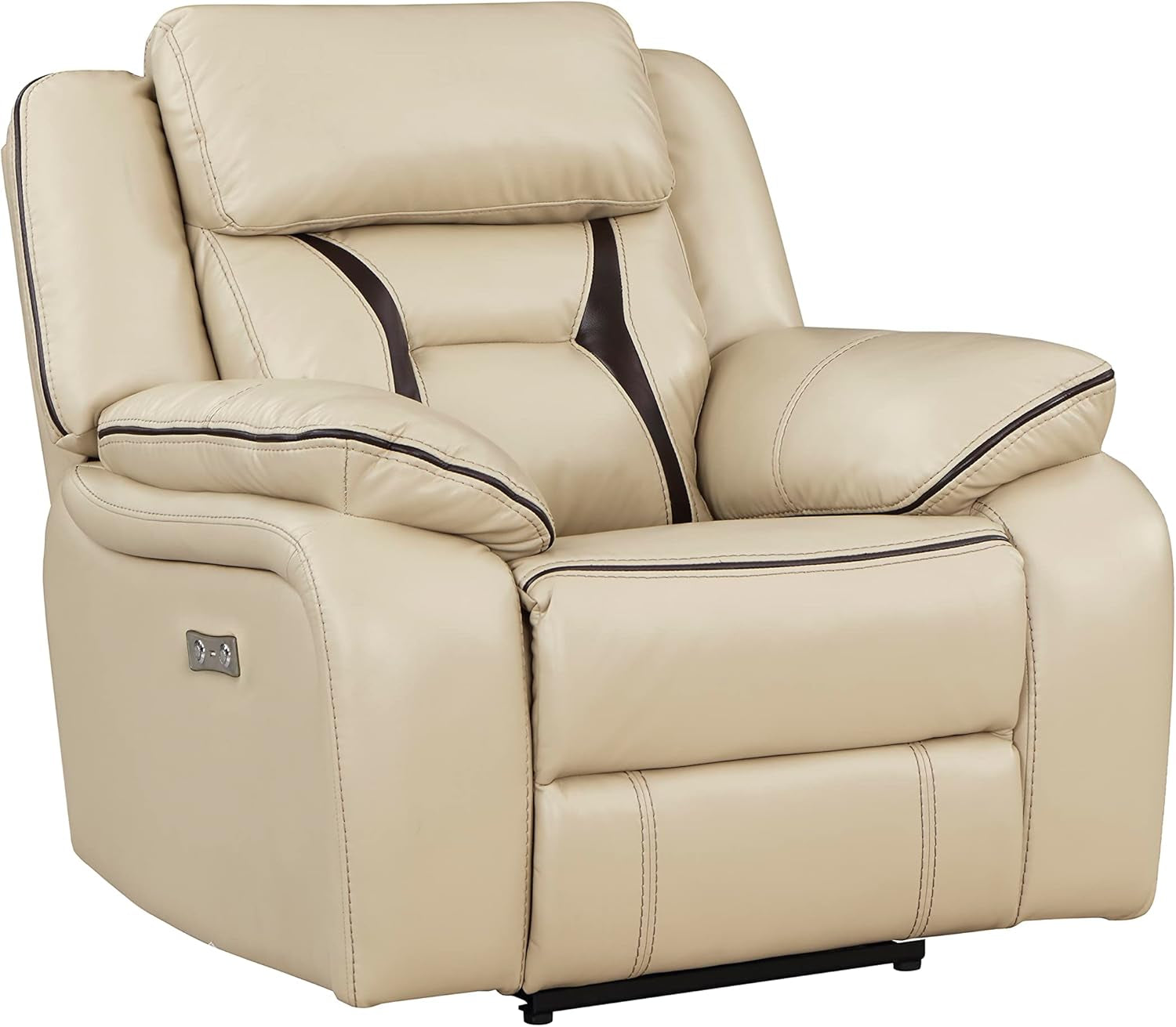 Recliner Chair, Home Theater Seating, Wall Hugger Recliners Power Recliner Chair for Living Room/Office/Apartment, Faux Leather Recliner with Pillow Top Armrests, Beige-0