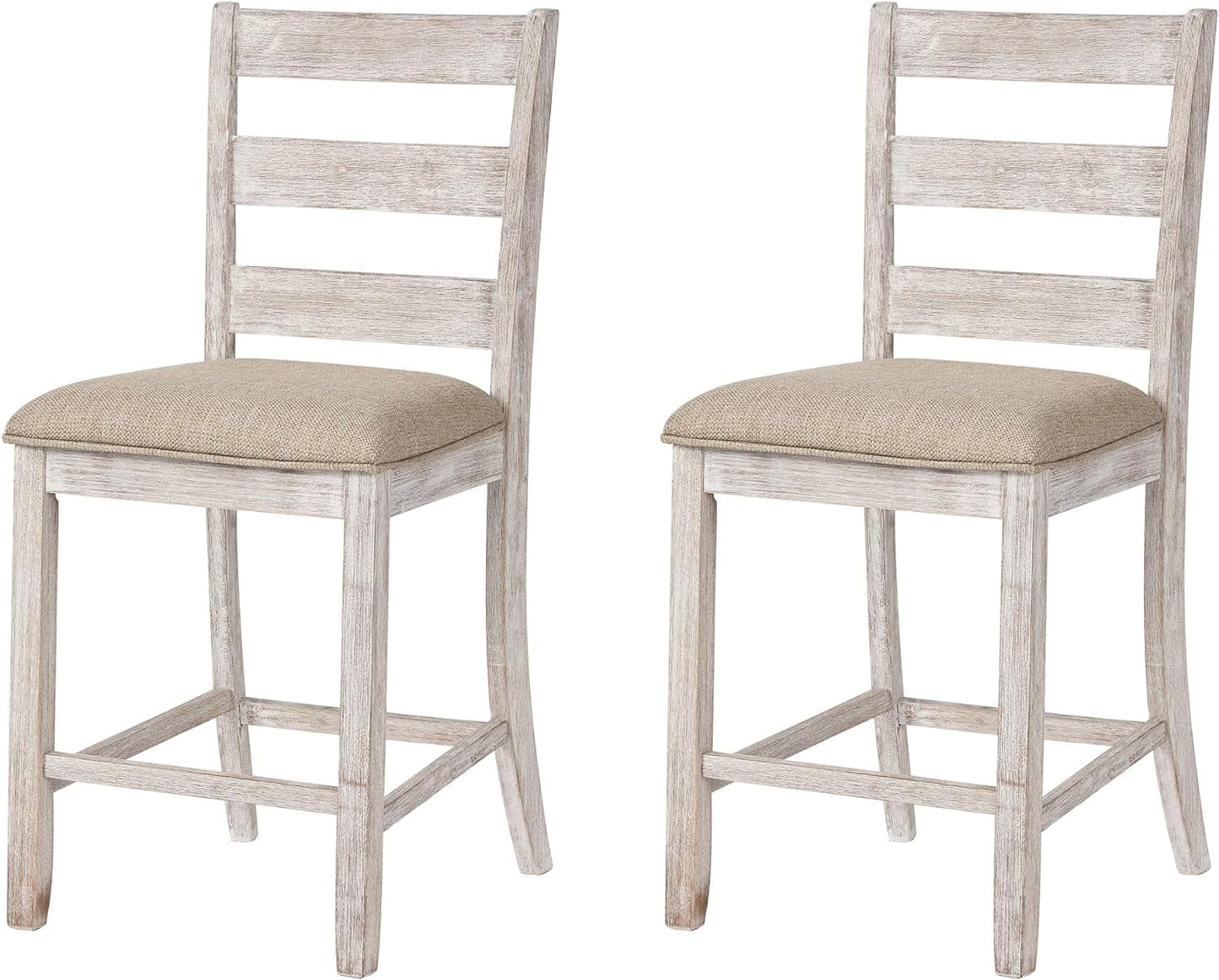 Skempton 24" Counter Height Upholstered Barstool, Set of 2, Antique White-0