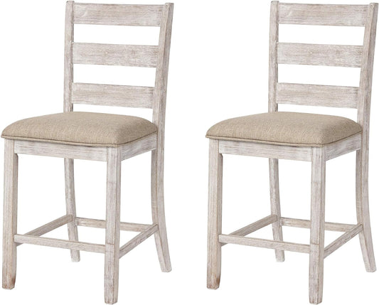Skempton 24" Counter Height Upholstered Barstool, Set of 2, Antique White-0