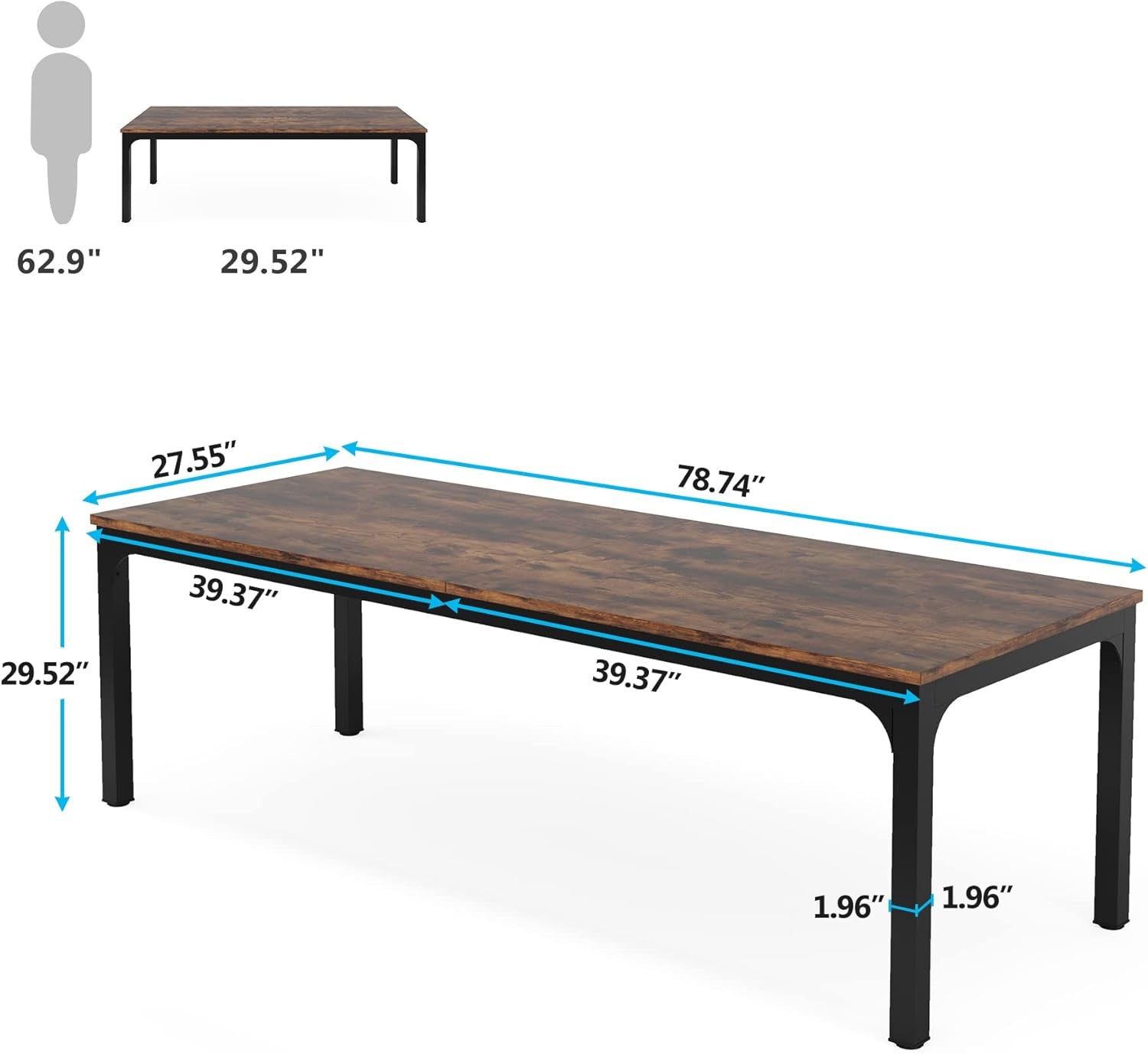 78.7 Inches Extra Long Computer Desk 2 Person Desk, Double Long Desk, Workstaion for Home Office-1