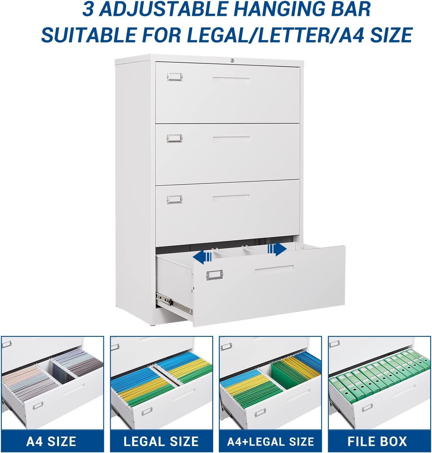 Lockable 4-Drawer Metal File Cabinet for Home Office-4