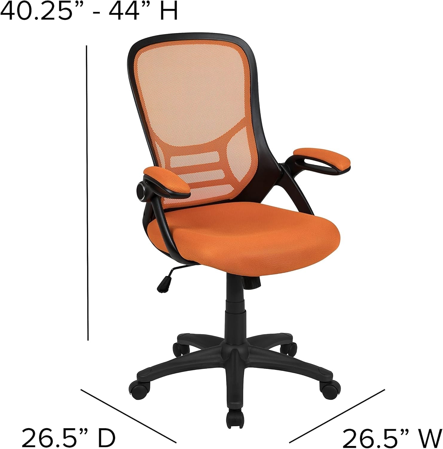 Porter Mesh High Back Ergonomic Swivel Office Chair with Lumbar Support, Flip-Up Arms, Tilt Lock/Tilt Tension, Height Adjustable, Black/Black Frame-2