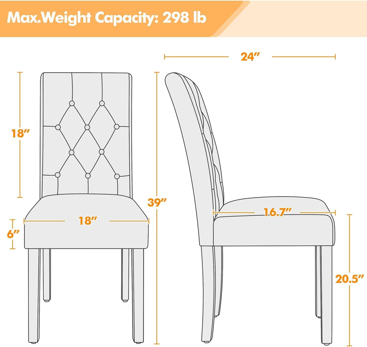 Dining Chairs High Back Dining Room Chairs Parsons Chair Kitchen Chairs Set of 2 Dining Chairs Side Chairs for Home Kitchen Living Room, Retro Brown-2