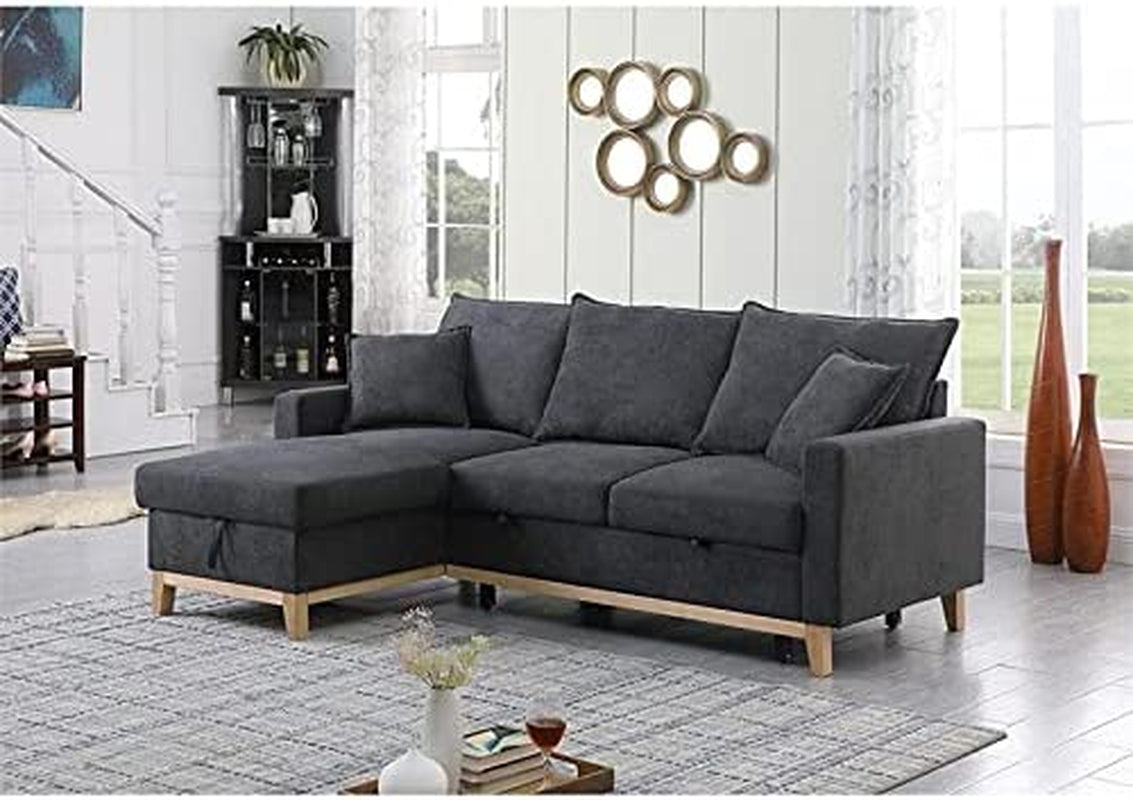 Gray Reversible Sleeper Sectional with Storage Chaise-0