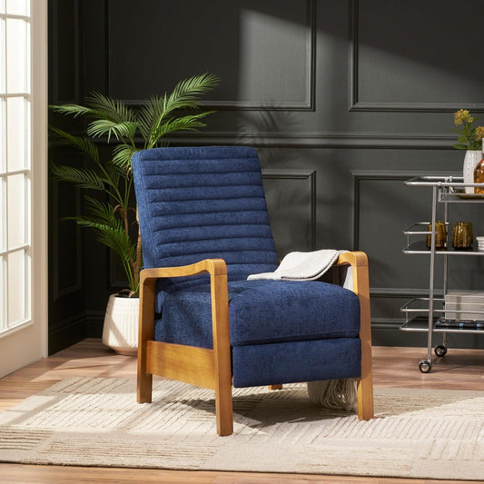 Recliner Chair, Club Recliner, Reclining Sofa, Upholsterd Armchair, Recliner Chair with Adjustable Stitching Backrest, Reading Chair for Living Room, Home Rest, Navy Blue-0