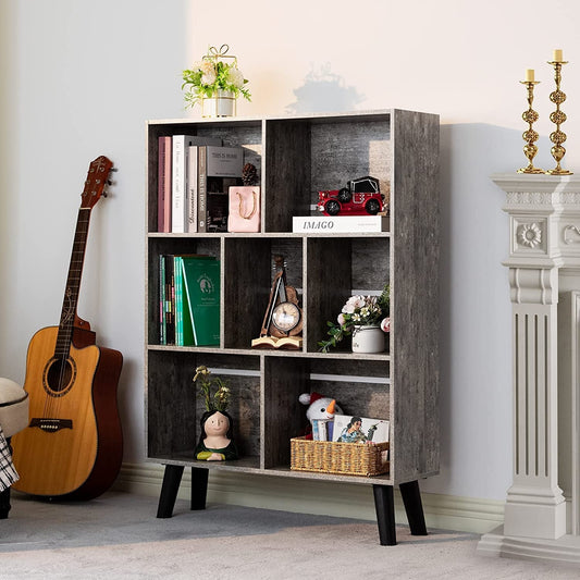 Modern Grey Bookshelf for Small Spaces-1