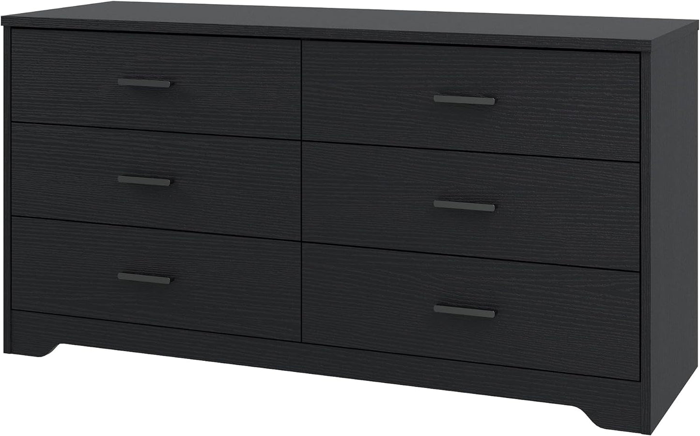 Dresser for Bedroom with 5/6 Drawers, Wooden Chest of Drawers, Storage Organizer Unit Dressers for Bedroom, Living Room, Hallway, Nursery (Black, 6 Drawer)-0