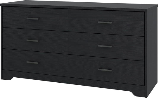 Dresser for Bedroom with 5/6 Drawers, Wooden Chest of Drawers, Storage Organizer Unit Dressers for Bedroom, Living Room, Hallway, Nursery (Black, 6 Drawer)-0