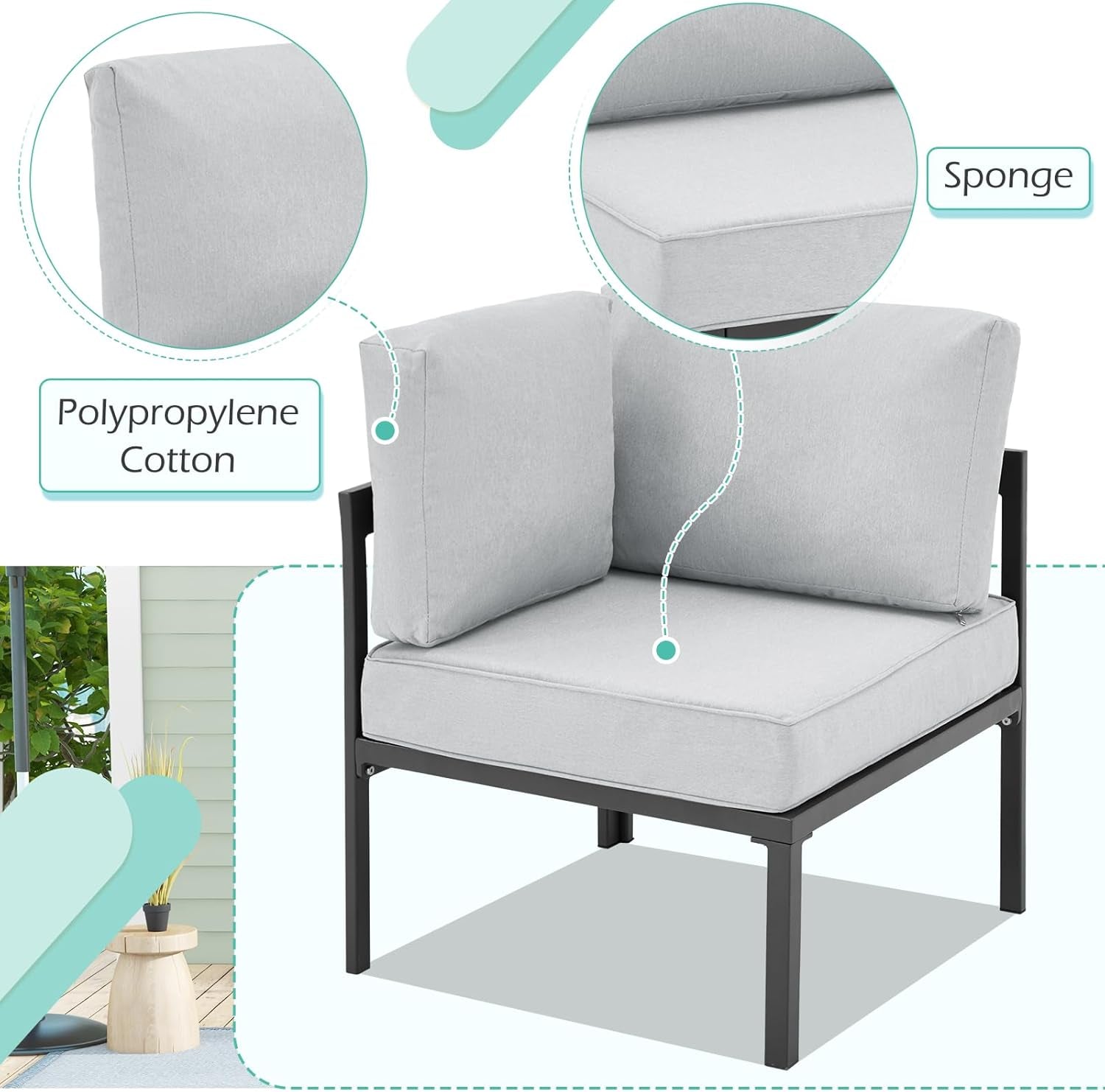 All Weather Aluminum Frame 7 Pieces Patio Set-3