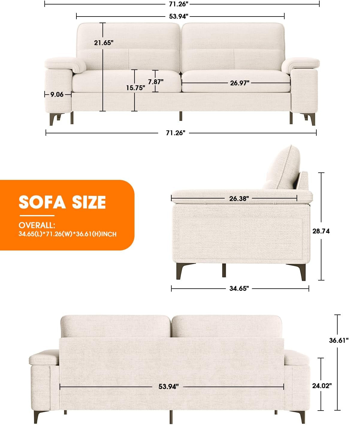 Light Gray Loveseat with Removable Cover rana-2