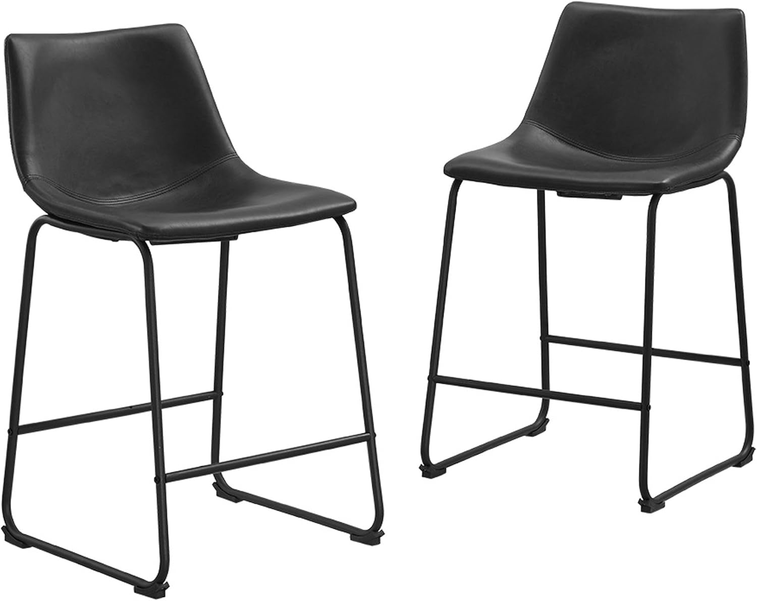 Set of 2 Faux Leather Kitchen Counter Chairs-1