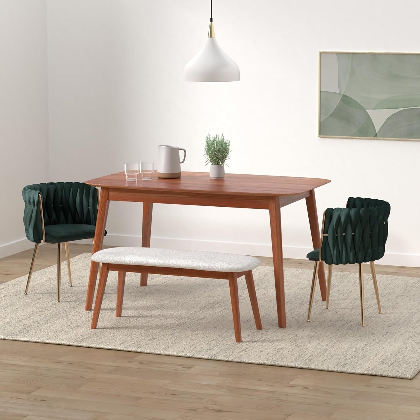 Velvet Dining Chairs Set of 4, Modern Dining Chair with Gold Metal Legs, Luxury Tufted Dining Chairs for Living Room, Bedroom, Kitchen (Green)-1