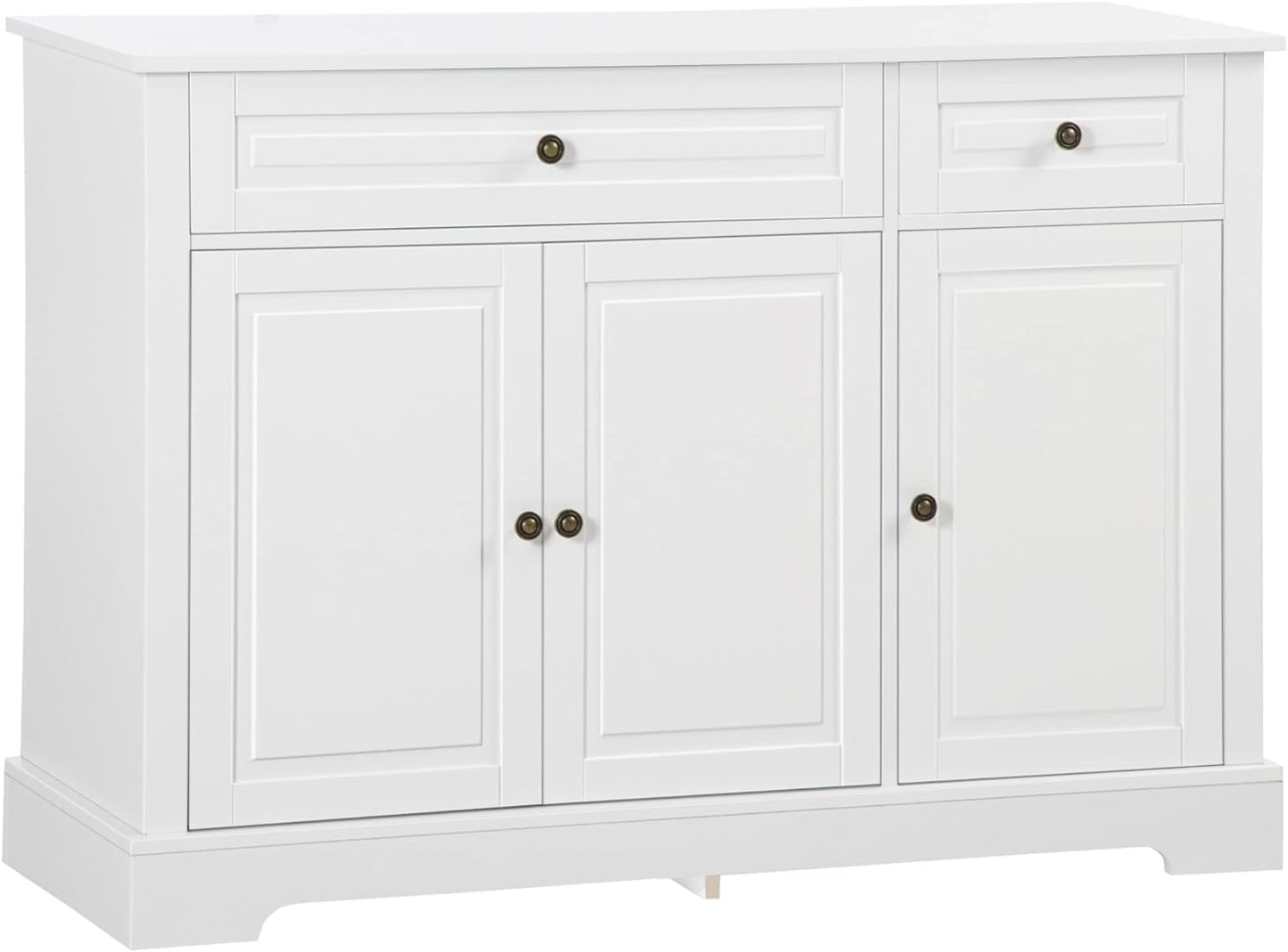 Sideboard Buffet Cabinet, Modern Kitchen Cabinet with 2 Drawers and Adjustable Shelves, Coffee Bar Cabinet, White-0