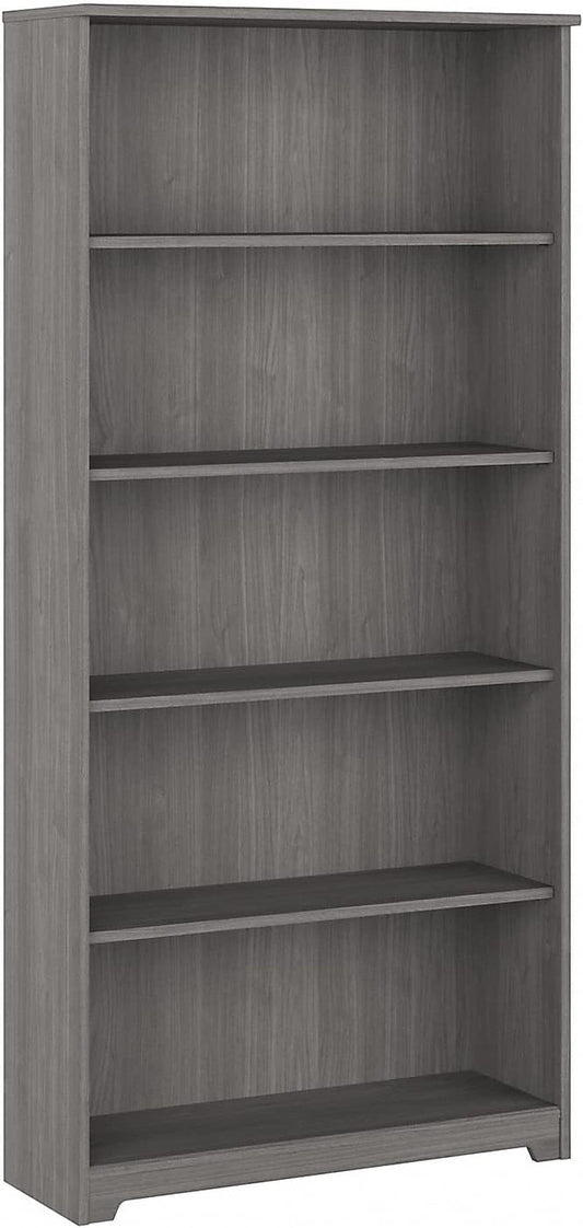 Bush Furniture Cabot Tall 5 Shelf Bookcase | Large Open Bookshelf in Modern Gray | Sturdy Display Cabinet for Library, Living Room, and Home Office-0