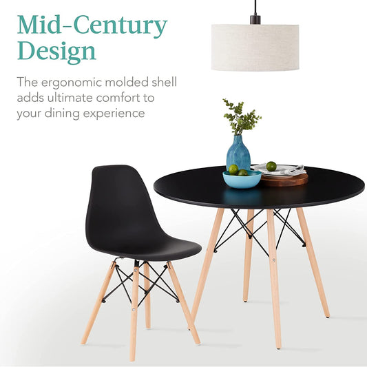 5-Piece Compact Mid-Century Modern Table & Chair Set with Plastic Seats-1