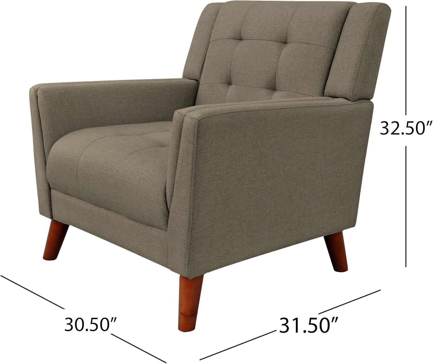 Christopher Knight Home Evelyn Mid Century Modern Fabric Arm Chair and Loveseat Set, Mocha-2