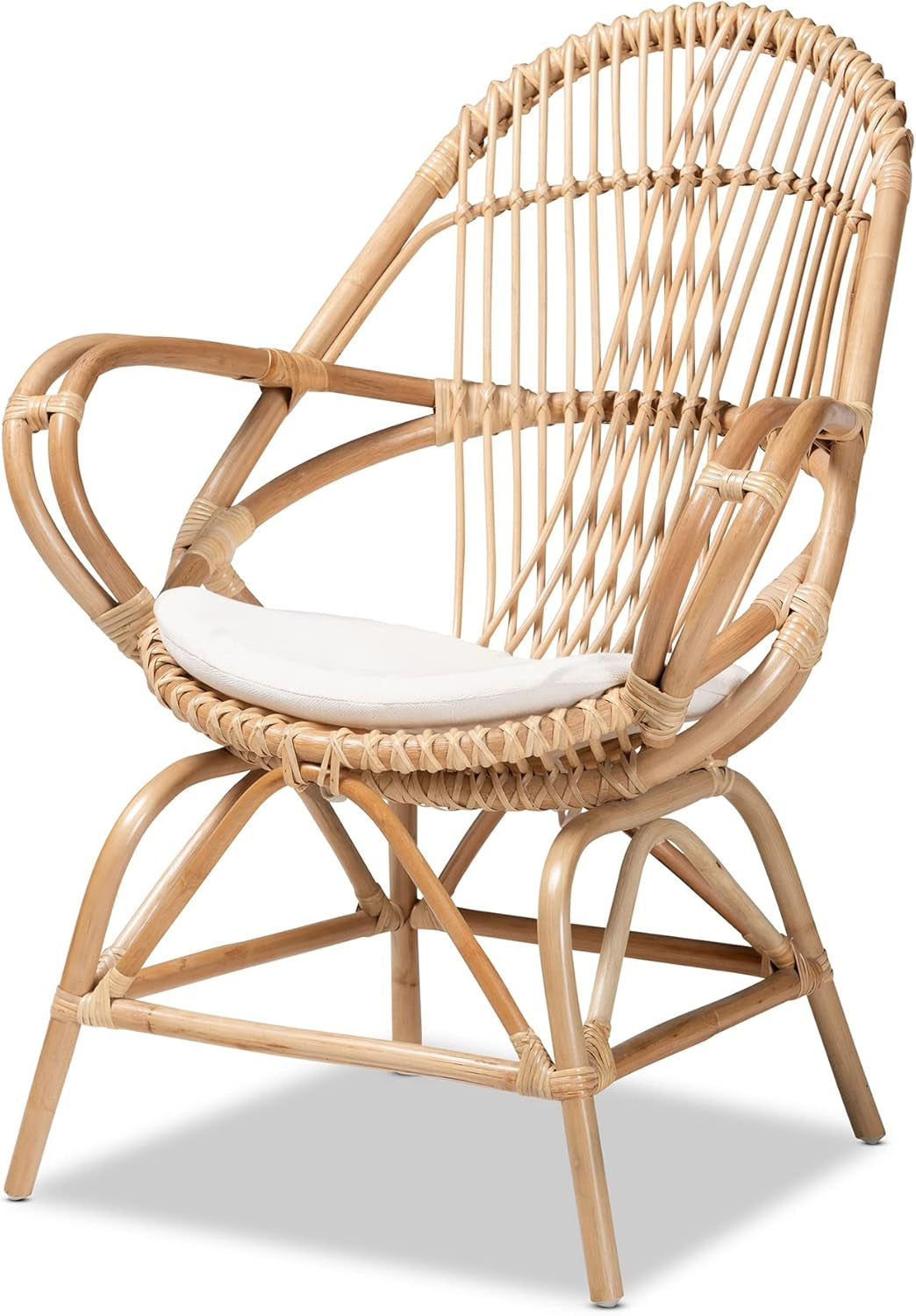 Jayden Modern Bohemian Natural Rattan 5-Piece Living Room Set-3