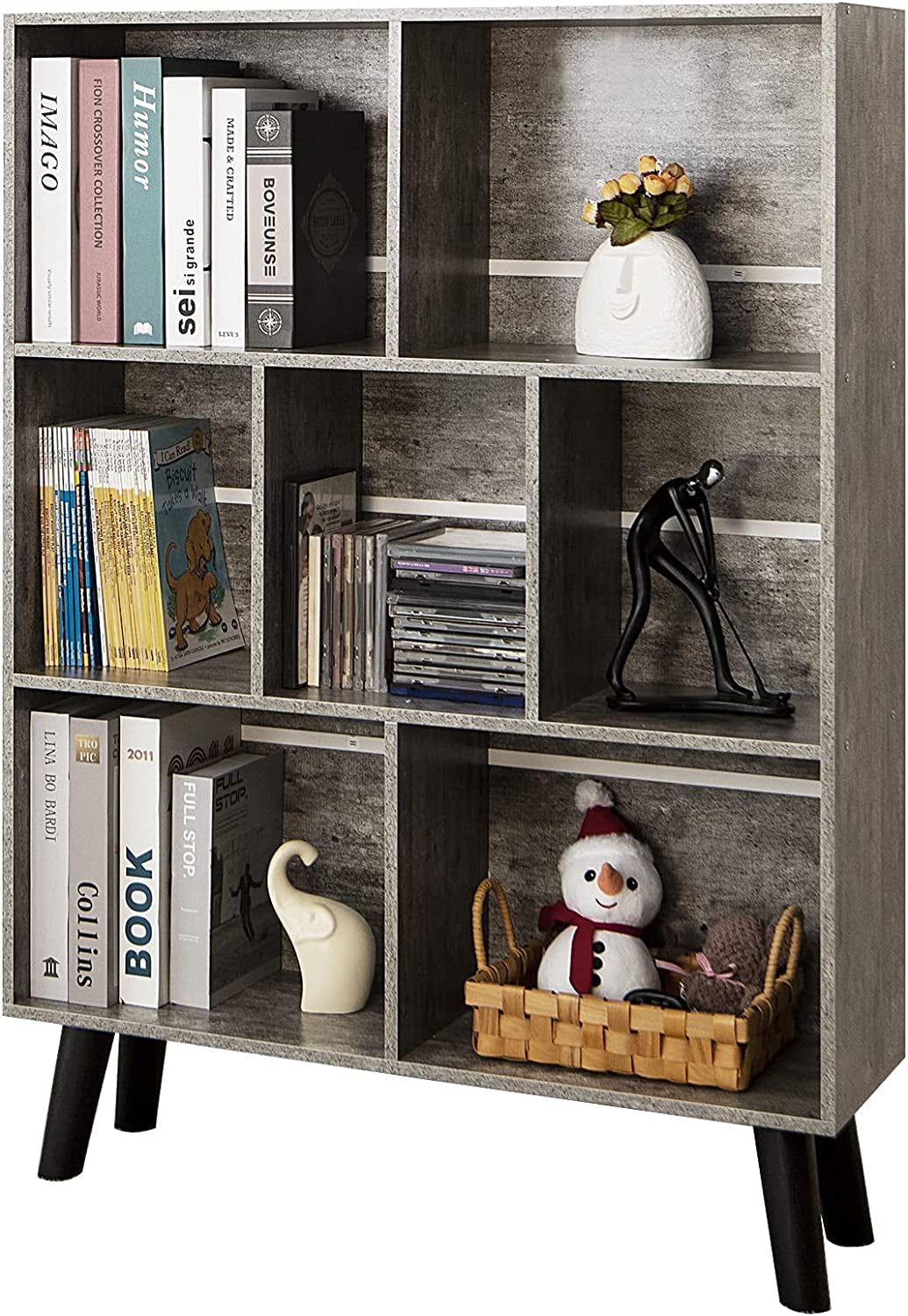 Modern Grey Bookshelf for Small Spaces-0