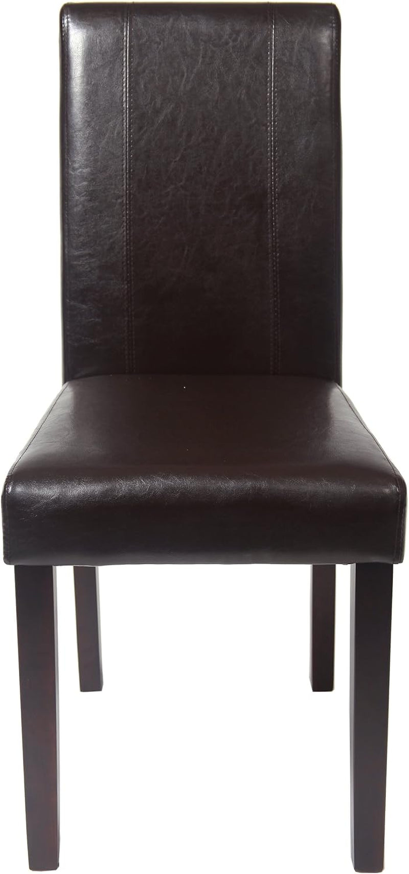 C020BR Urban Style Solid Wood Leatherette Padded Parson Chair, Brown, Set of 2-3