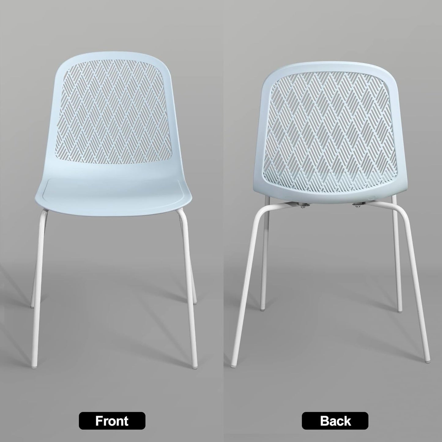 Armless Modern Chairs with Metal Legs for Living, Bedroom, Kitchen, Dining, Lounge Waiting Room, Restaurants, Cafes, Set of 4-4