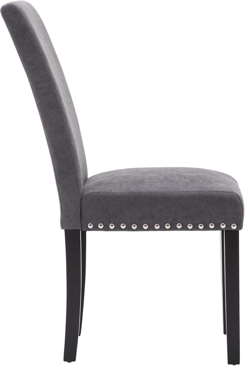 Dining Chair Upholstered Fabric Dining Chairs with Copper Nails,Set of 4,Grey-4