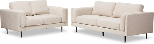 Noa Light Beige Fabric Upholstered 2Piece Living Room Set-0