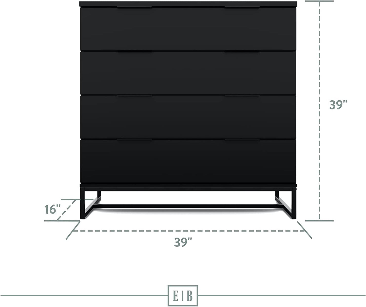 Black Modern 4-Drawer Dresser Storage Chest-1