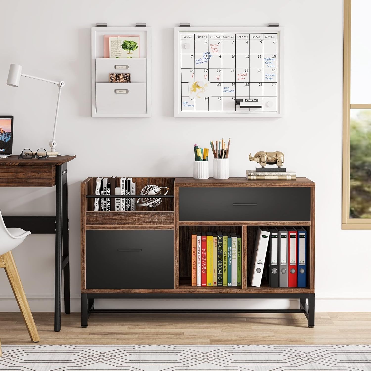 Rustic Brown 2 Drawer Lateral File Cabinet-3