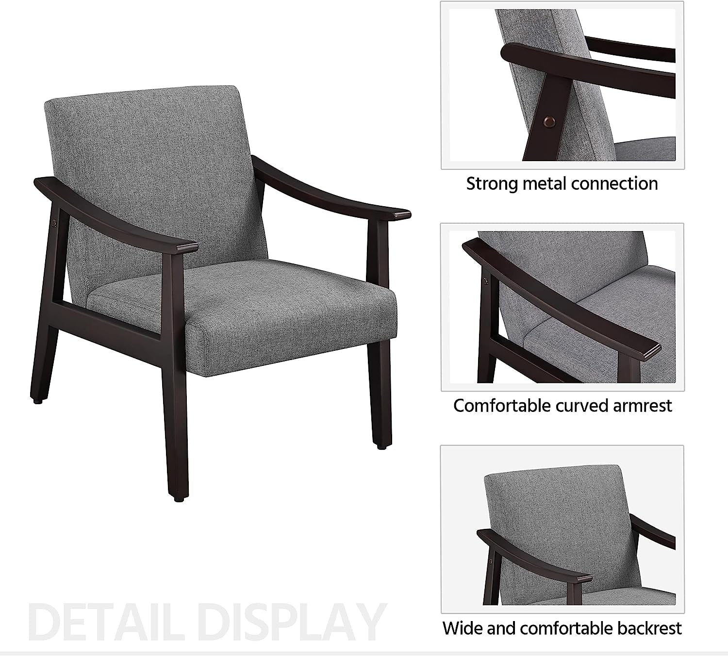 Modern Minimalist Dark Gray Accent Chair-4