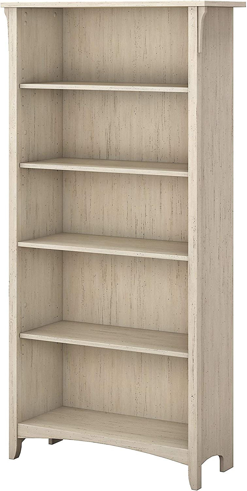 Bush Furniture Salinas 5 Shelf Bookcase in Antique White, Tall Bookshelf, Large Book Shelf for Living Room, Home Office, or Entryway-0