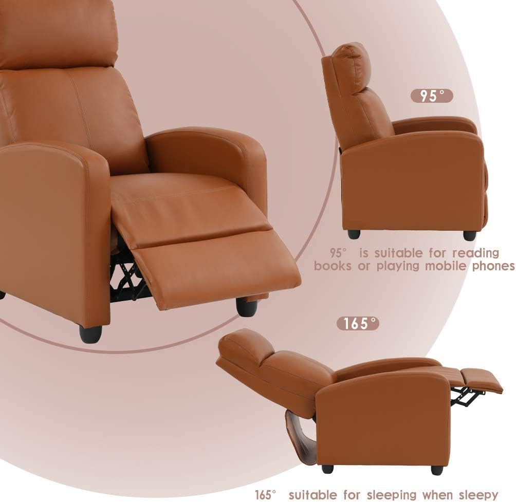 Recliner Chair for Living Room Reading Chair Home Theater Seating Reclining Chair Recliner Sofa Winback Chair Single Sofa Modern Easy Lounge with PU Leather Padded Seat Backrest-2