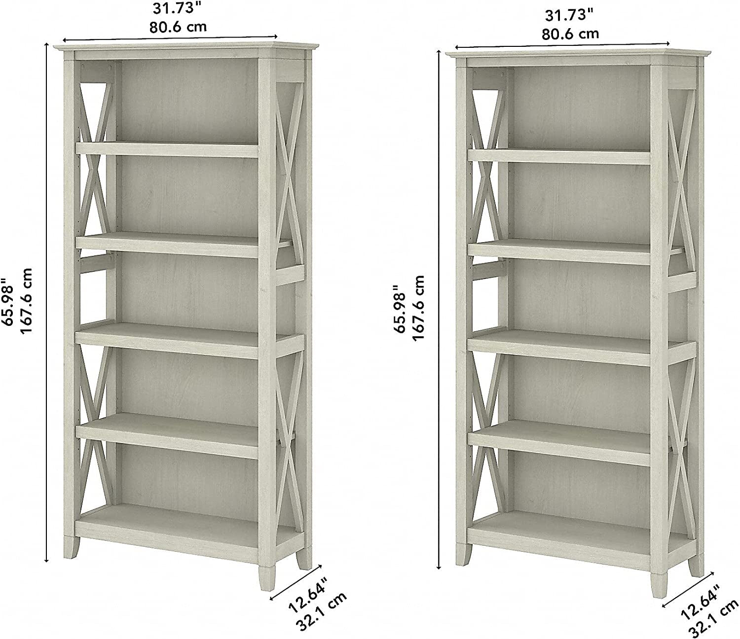 Linen White Oak Bookcase Set by Bush Furniture-2