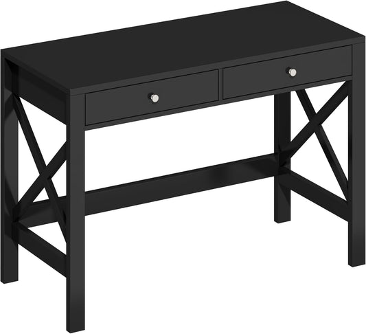 Home Office Desk Writing Computer Table Modern Design Black Desk with Drawers, Makeup Vanity Table-0