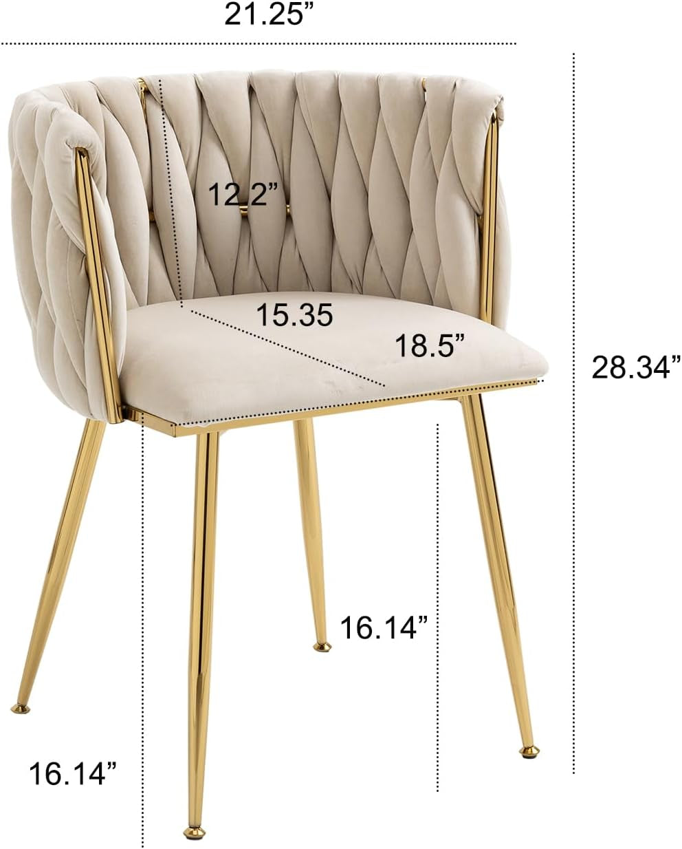 Modern Velvet Dining Chair with Gold Metal Legs, Set of 4 Luxury Tufted Dining Chairs for Living Room, Bedroom, Kitchen-2