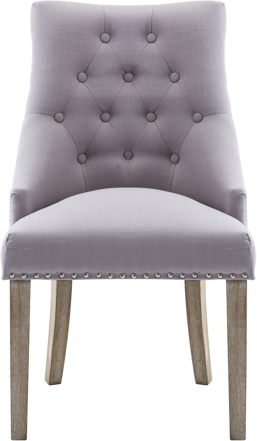 Dining Chair Gray Fabric Leisure Padded Ring Chair, Nailed Trim, Set of 2-4