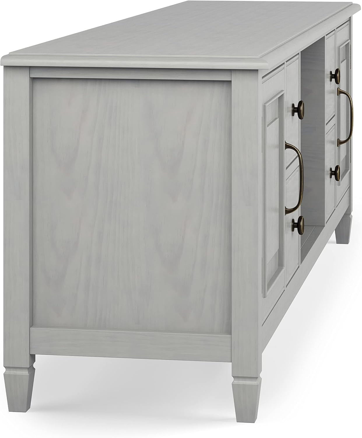 Connaught SOLID WOOD 72 Inch Wide Traditional TV Media Stand in Fog Grey for Tvs up to 80 Inches, for the Living Room and Entertainment Center-4