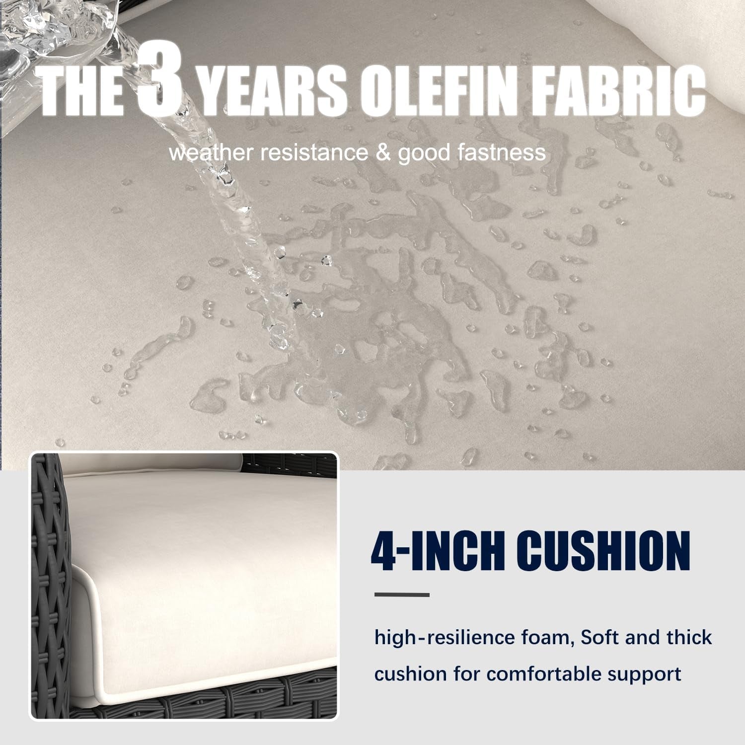 6 Pieces Outdoor Patio Furniture Set, Rattan Wicker Sectional Swivel Rocker Chairs Sets-2