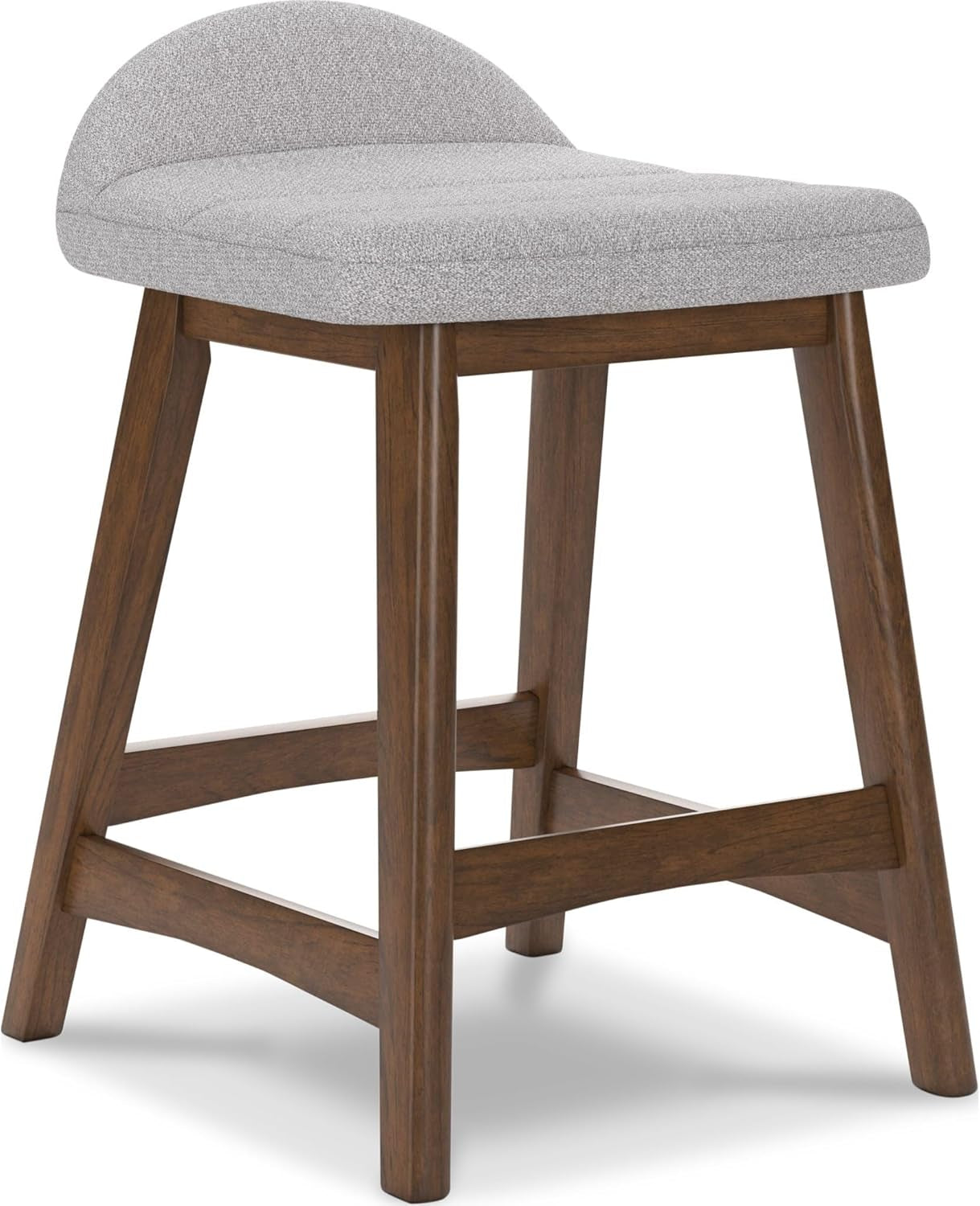 Lyncott Contemporary 28.5" Counter Height Upholstered Bar Stool with Foam Cushion, 2 Count, Light Gray & Brown-0