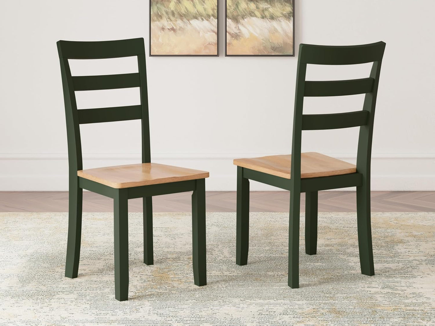 Gesthaven Modern Indoor Armless Dining Chair, Set of 2, Green & Light Brown-1