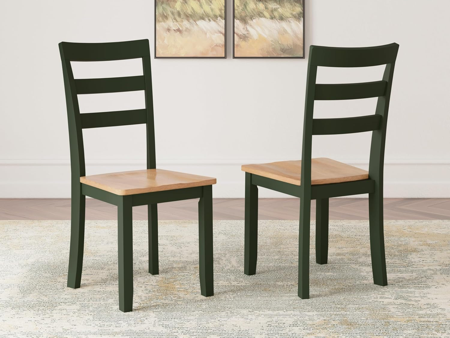 Gesthaven Modern Indoor Armless Dining Chair, Set of 2, Green & Light Brown-1